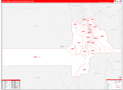 Provo-Orem Metro Area Wall Map Red Line Style 2024